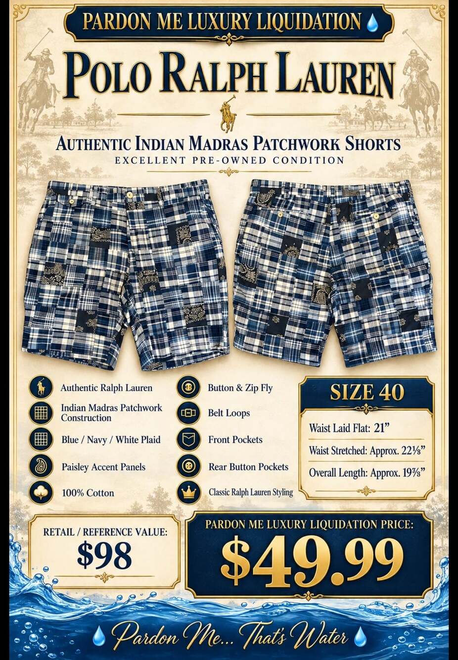 Polo Ralph Lauren Indian Madras Patchwork Paisley Cotton Shorts